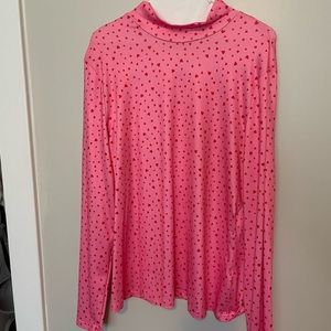 Pink & Red Heart Mock Turtleneck